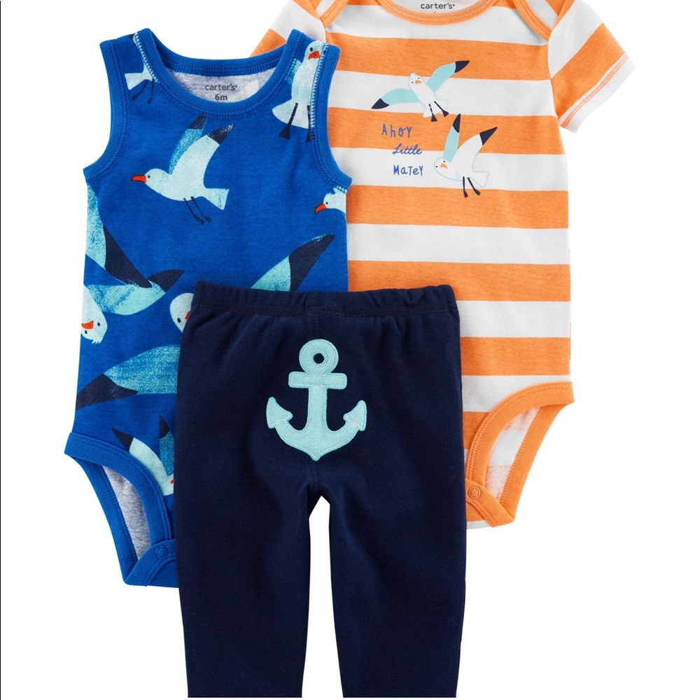NWT Carter’s 6M 3pc Anchor Ahoy Stripe Outfit Set
